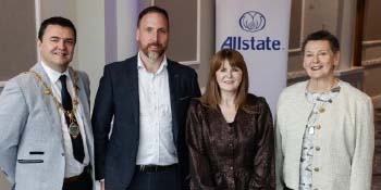 Allstate leaders with the winner at the Allstate Future Innovators Coding Competition. 