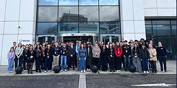 First-year university students studying technology participated in a three-day hybrid programme standing in front of Aa building.