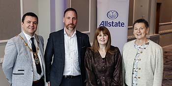 Dignitaries standing together for the inauguaral Allstate Future Innovators Competition. 